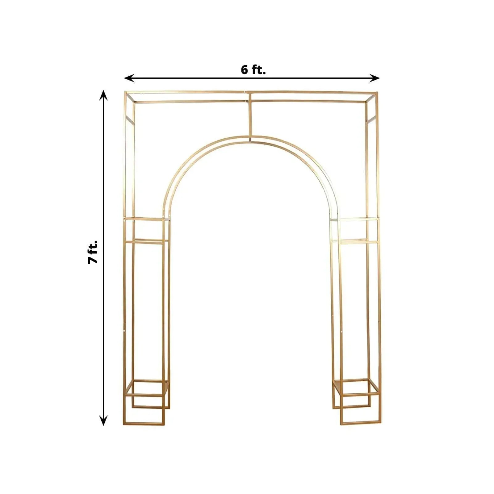 7 ft Metal Rectangular Wedding Arch in Arc de Triomphe Style - Gold BKDP_STND_TRIOM_6_GOLD