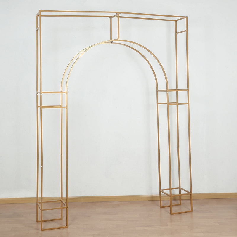 7 ft Metal Rectangular Wedding Arch in Arc de Triomphe Style - Gold BKDP_STND_TRIOM_6_GOLD