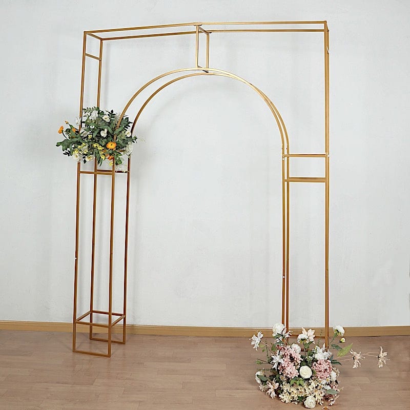 7 ft Metal Rectangular Wedding Arch in Arc de Triomphe Style - Gold BKDP_STND_TRIOM_7_GOLD