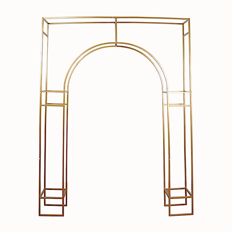 7 ft Metal Rectangular Wedding Arch in Arc de Triomphe Style - Gold BKDP_STND_TRIOM_7_GOLD