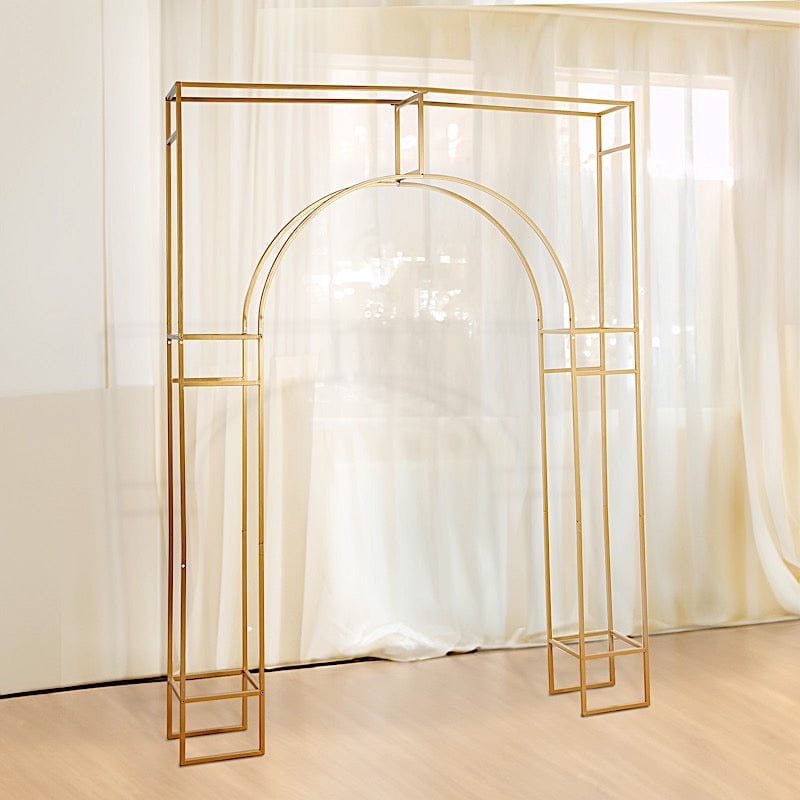 7 ft Metal Rectangular Wedding Arch in Arc de Triomphe Style - Gold BKDP_STND_TRIOM_7_GOLD