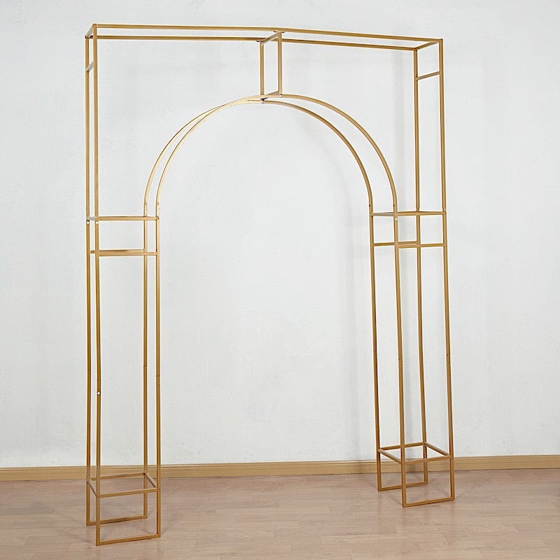 7 ft Metal Rectangular Wedding Arch in Arc de Triomphe Style - Gold BKDP_STND_TRIOM_7_GOLD