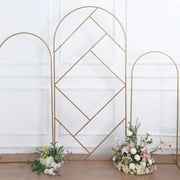 7 ft Metal Round Top Geometric Wedding Backdrop Floor Stand - Gold IRON_STND06_GEO_GOLD
