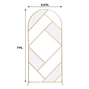 7 ft Metal Round Top Geometric Wedding Backdrop Floor Stand - Gold IRON_STND06_GEO_GOLD