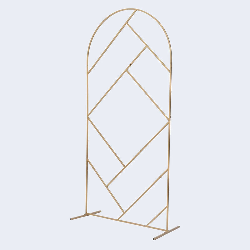 7 ft Metal Round Top Geometric Wedding Backdrop Floor Stand - Gold IRON_STND06_GEO_GOLD