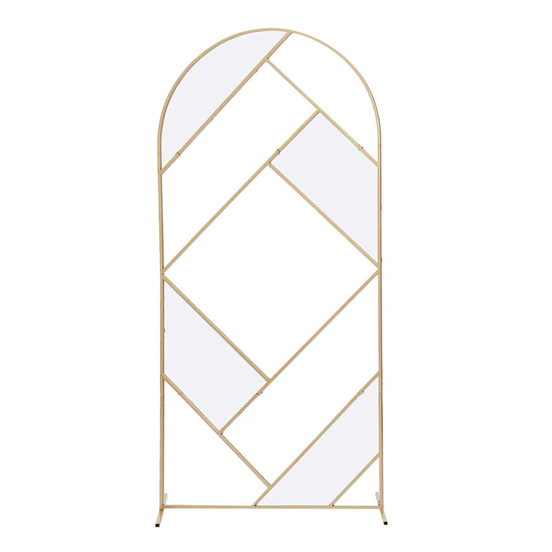 7 ft Metal Round Top Geometric Wedding Backdrop Floor Stand - Gold IRON_STND06_GEO_GOLD