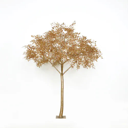 7 ft Metallic Faux Leaf Trees with Realistic Trunk Base - Gold ARTI_TREE_METLIC31_7_GOLD