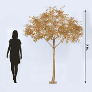 7 ft Metallic Faux Leaf Trees with Realistic Trunk Base - Gold ARTI_TREE_METLIC31_7_GOLD