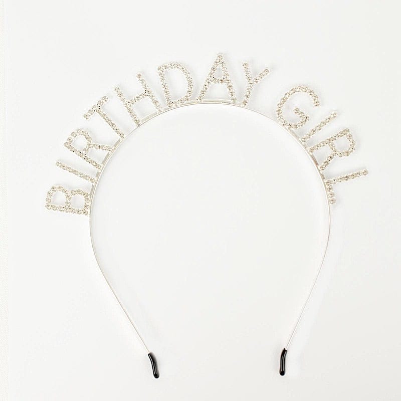 7" Metal with Rhinestones Birthday Girl Tiara Headband - Silver DRSSAC_CRWN_BDAY01_SILV