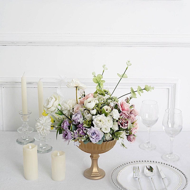 7" Roman Style Metal Compote Vase Flower Bowl Centerpiece - Gold VASE_PB006_7_GOLD