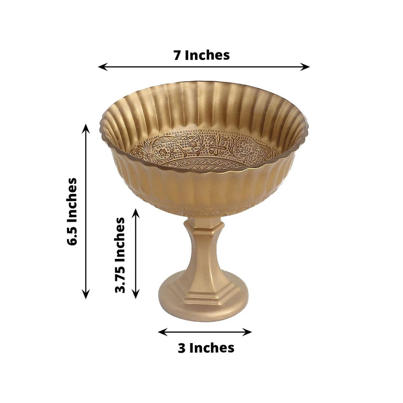 7" Roman Style Metal Compote Vase Flower Bowl Centerpiece - Gold VASE_PB006_7_GOLD