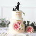 7" Silhouette of Bride Groom and Pet Dogs Acrylic Cake Toppers - Black CAKE_TOP_015_WED_01
