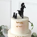 7" Silhouette of Bride Groom and Pet Dogs Acrylic Cake Toppers - Black CAKE_TOP_015_WED_01