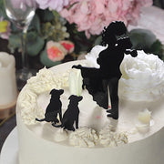 7" Silhouette of Bride Groom and Pet Dogs Acrylic Cake Toppers - Black CAKE_TOP_015_WED_01