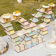7 Tier 25" Butterfly Shaped Wooden Dessert Display Stand - Natural CAKE_WOD023_16_NAT