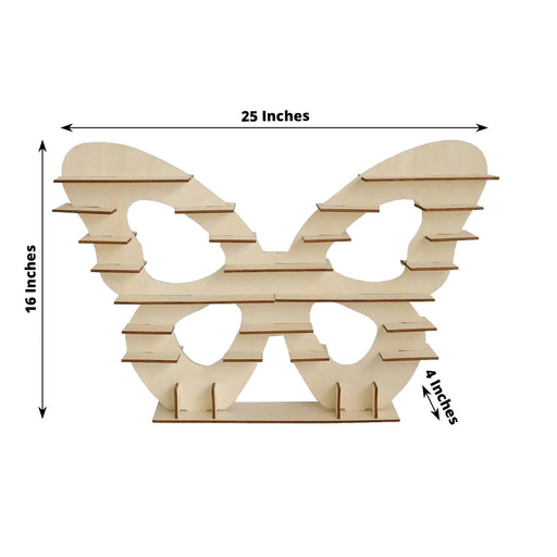7 Tier 25" Butterfly Shaped Wooden Dessert Display Stand - Natural CAKE_WOD023_16_NAT