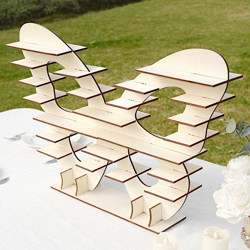 7 Tier 25" Butterfly Shaped Wooden Dessert Display Stand - Natural CAKE_WOD023_16_NAT