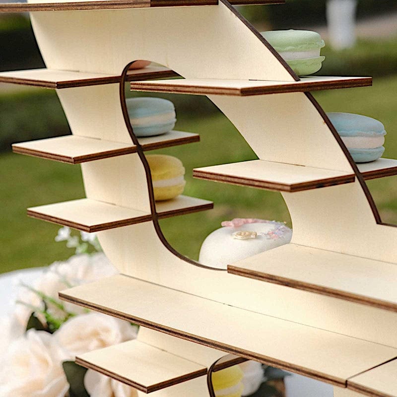 7 Tier 25" Butterfly Shaped Wooden Dessert Display Stand - Natural CAKE_WOD023_16_NAT