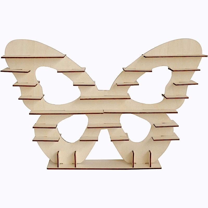 7 Tier 25" Butterfly Shaped Wooden Dessert Display Stand - Natural CAKE_WOD023_16_NAT