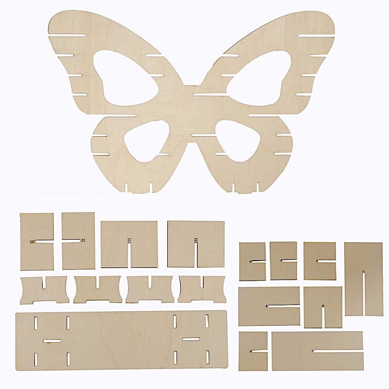 7 Tier 25" Butterfly Shaped Wooden Dessert Display Stand - Natural CAKE_WOD023_16_NAT