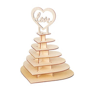 7-tier Wooden Heart Chocolate Display Stand with "Love" Topper - Natural CAKE_WOD017_15_NAT
