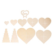 7-tier Wooden Heart Chocolate Display Stand with "Love" Topper - Natural CAKE_WOD017_15_NAT