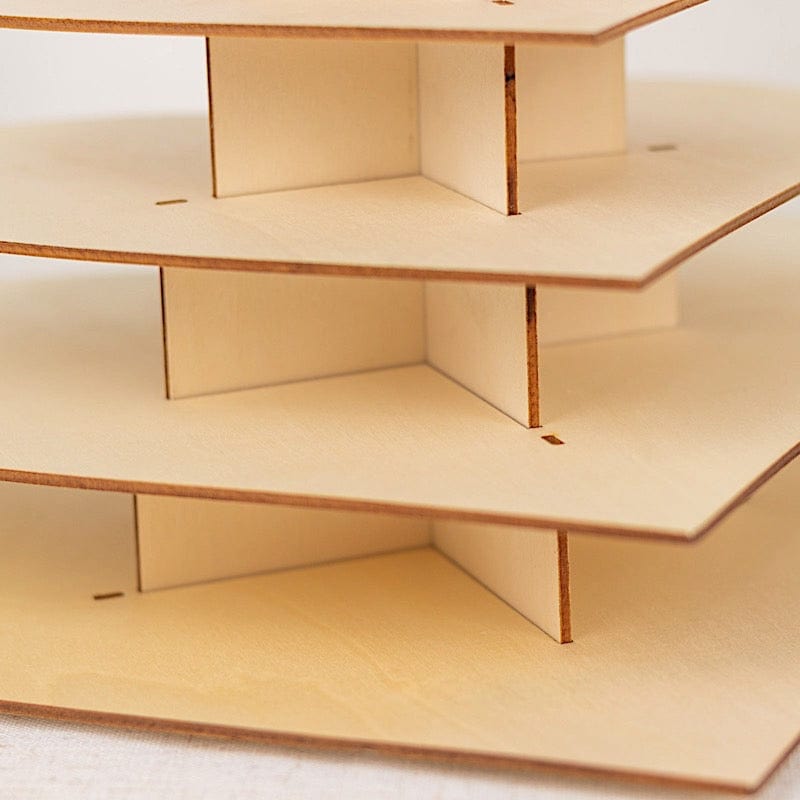 7-tier Wooden Heart Chocolate Display Stand with "Love" Topper - Natural CAKE_WOD017_15_NAT