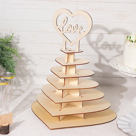 7-tier Wooden Heart Chocolate Display Stand with 