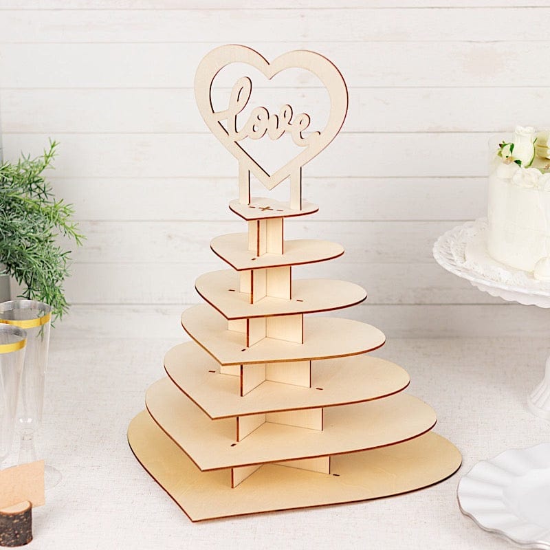 7-tier Wooden Heart Chocolate Display Stand with 