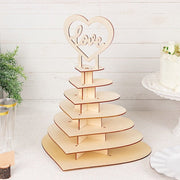 7-tier Wooden Heart Chocolate Display Stand with "Love" Topper - Natural CAKE_WOD017_15_NAT