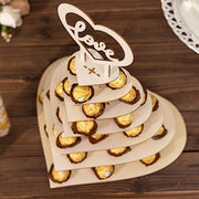 7-tier Wooden Heart Chocolate Display Stand with "Love" Topper - Natural CAKE_WOD017_15_NAT