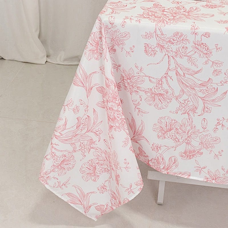 70" x 70" French Toile Pattern Polyester Square Tablecloth - White