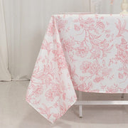 70" x 70" French Toile Pattern Polyester Square Tablecloth - White