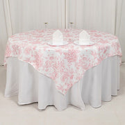 70" x 70" French Toile Pattern Polyester Square Tablecloth - White