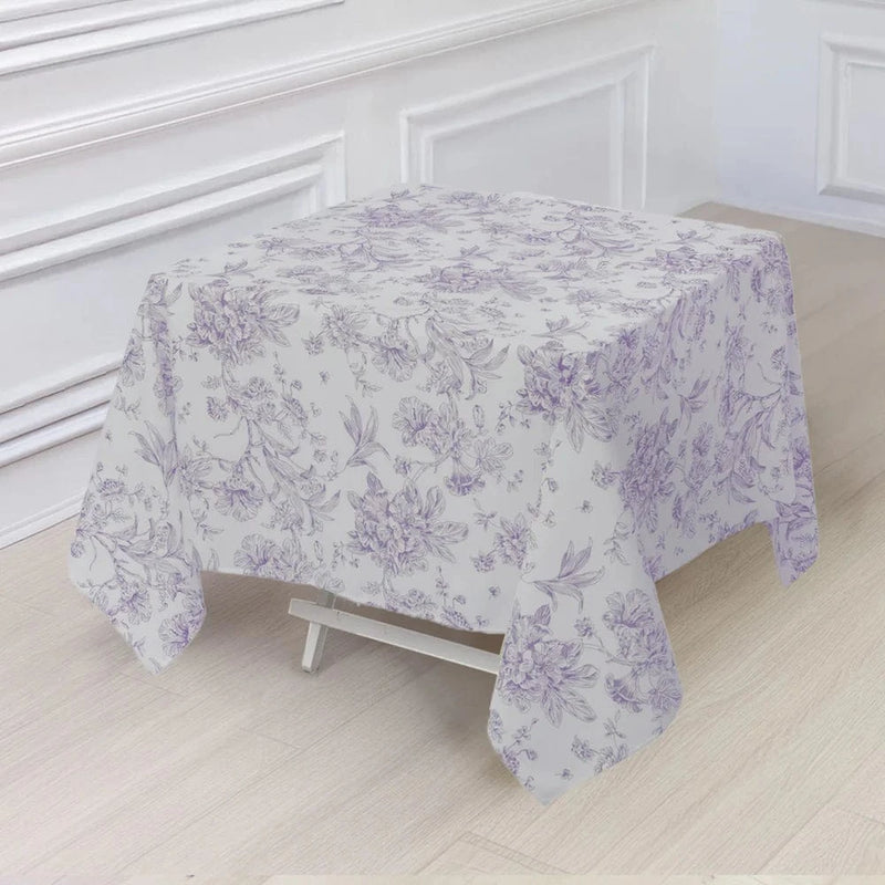 70" x 70" French Toile Pattern Polyester Square Tablecloth - White