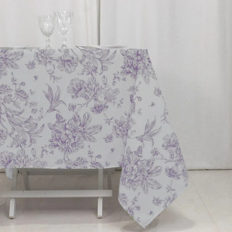 70" x 70" French Toile Pattern Polyester Square Tablecloth - White
