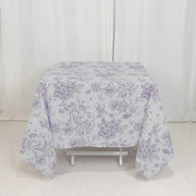 70" x 70" French Toile Pattern Polyester Square Tablecloth - White