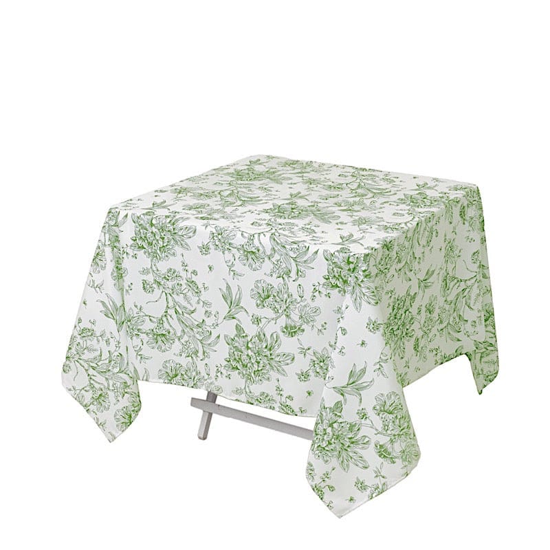 70" x 70" French Toile Pattern Polyester Square Tablecloth - White