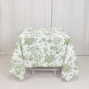 70" x 70" French Toile Pattern Polyester Square Tablecloth - White