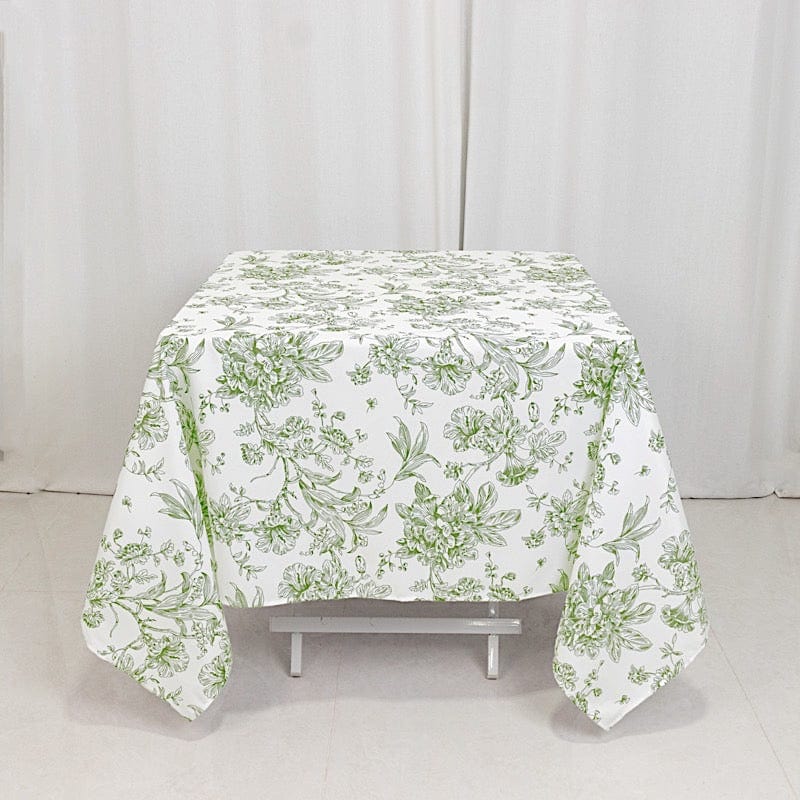 70" x 70" French Toile Pattern Polyester Square Tablecloth - White