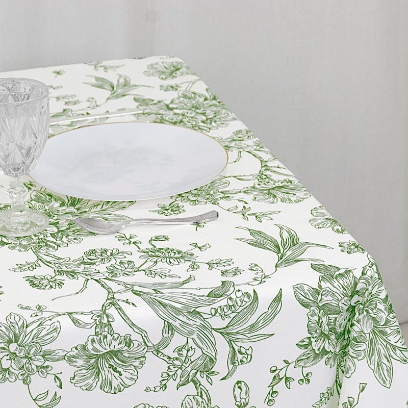 70" x 70" French Toile Pattern Polyester Square Tablecloth - White