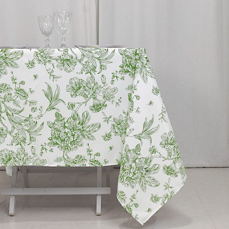 70" x 70" French Toile Pattern Polyester Square Tablecloth - White