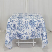 70" x 70" French Toile Pattern Polyester Square Tablecloth - White