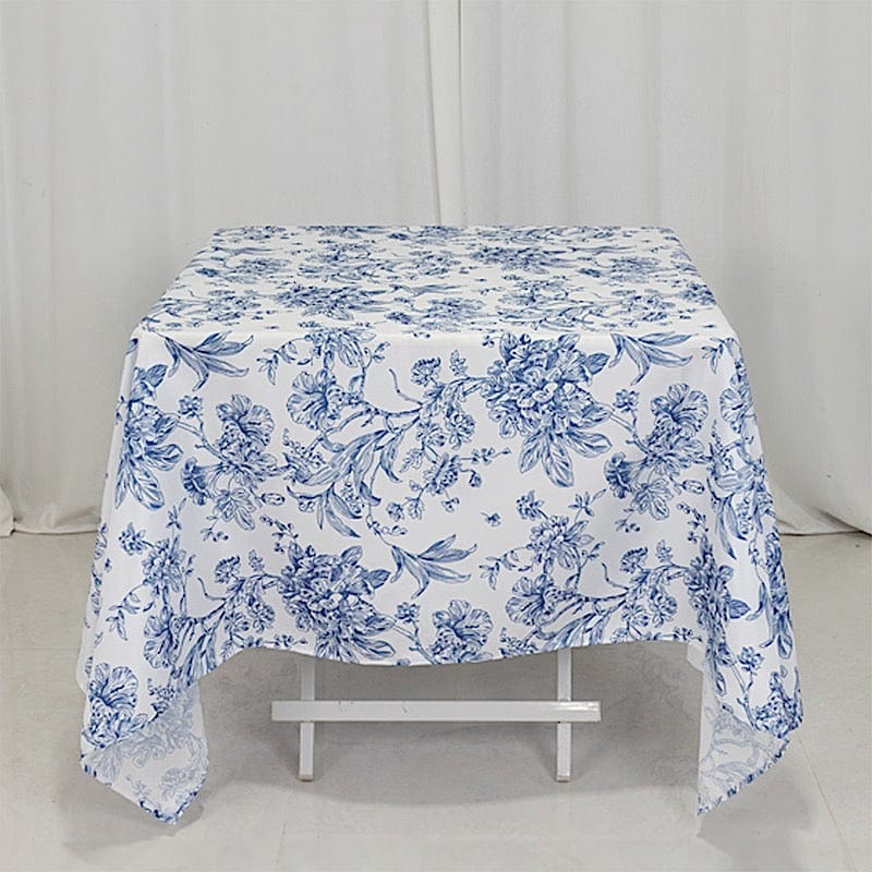 70" x 70" French Toile Pattern Polyester Square Tablecloth - White