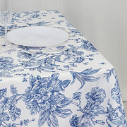 70" x 70" French Toile Pattern Polyester Square Tablecloth - White