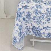 70" x 70" French Toile Pattern Polyester Square Tablecloth - White