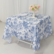 70" x 70" French Toile Pattern Polyester Square Tablecloth - White