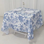 70" x 70" French Toile Pattern Polyester Square Tablecloth - White