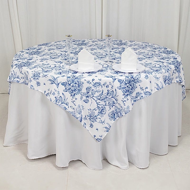 70" x 70" French Toile Pattern Polyester Square Tablecloth - White