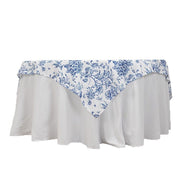 70" x 70" French Toile Pattern Polyester Square Tablecloth - White